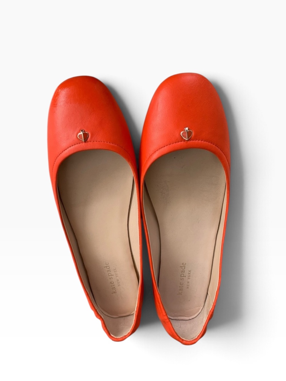 Kate Spade Keaton Leather Ballet Flats Orange Tamarillo US Size 9